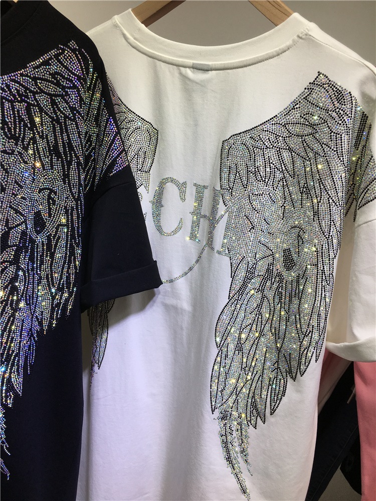 L-4XL Oversize Rhinestone Ange – Streetwear Brand Tees Bewertung und Preis