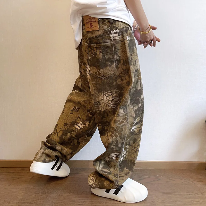 New Men Chic Snake Print Stree – Streetwear Brand Popular Bewertung und Preis