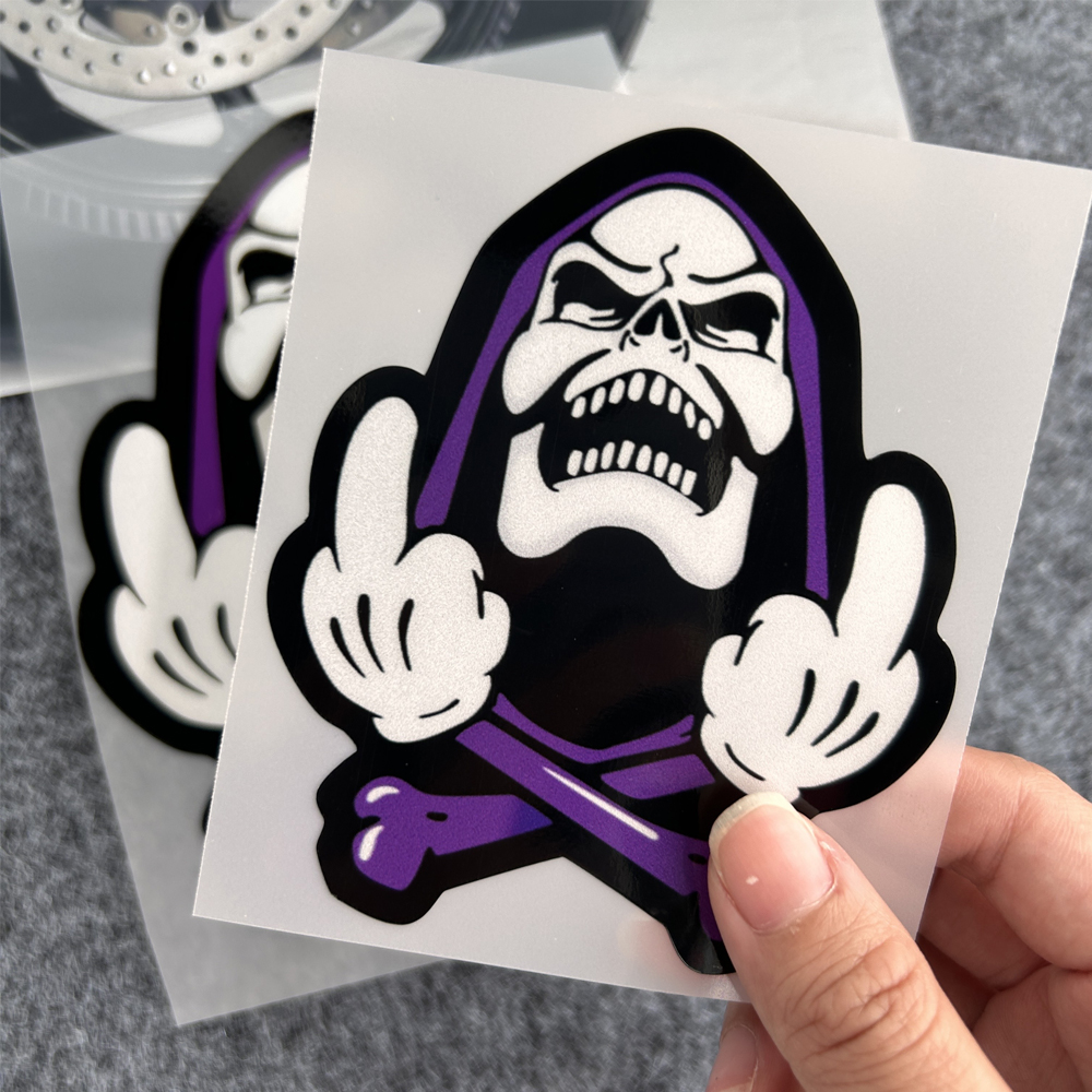 Cartoon Skeleton Gesture Refle – Streetwear Brand Stickers Bewertung und Preis