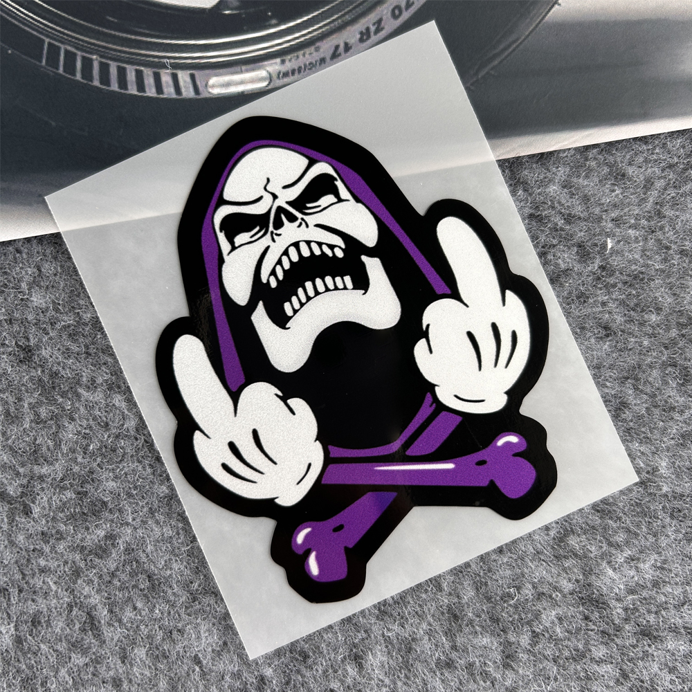 Cartoon Skeleton Gesture Refle – Streetwear Brand Stickers Bewertung und Preis