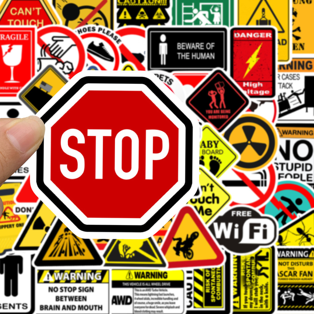10/30/50pcs Warning Pattern Si – Streetwear Brand Stickers Bewertung und Preis