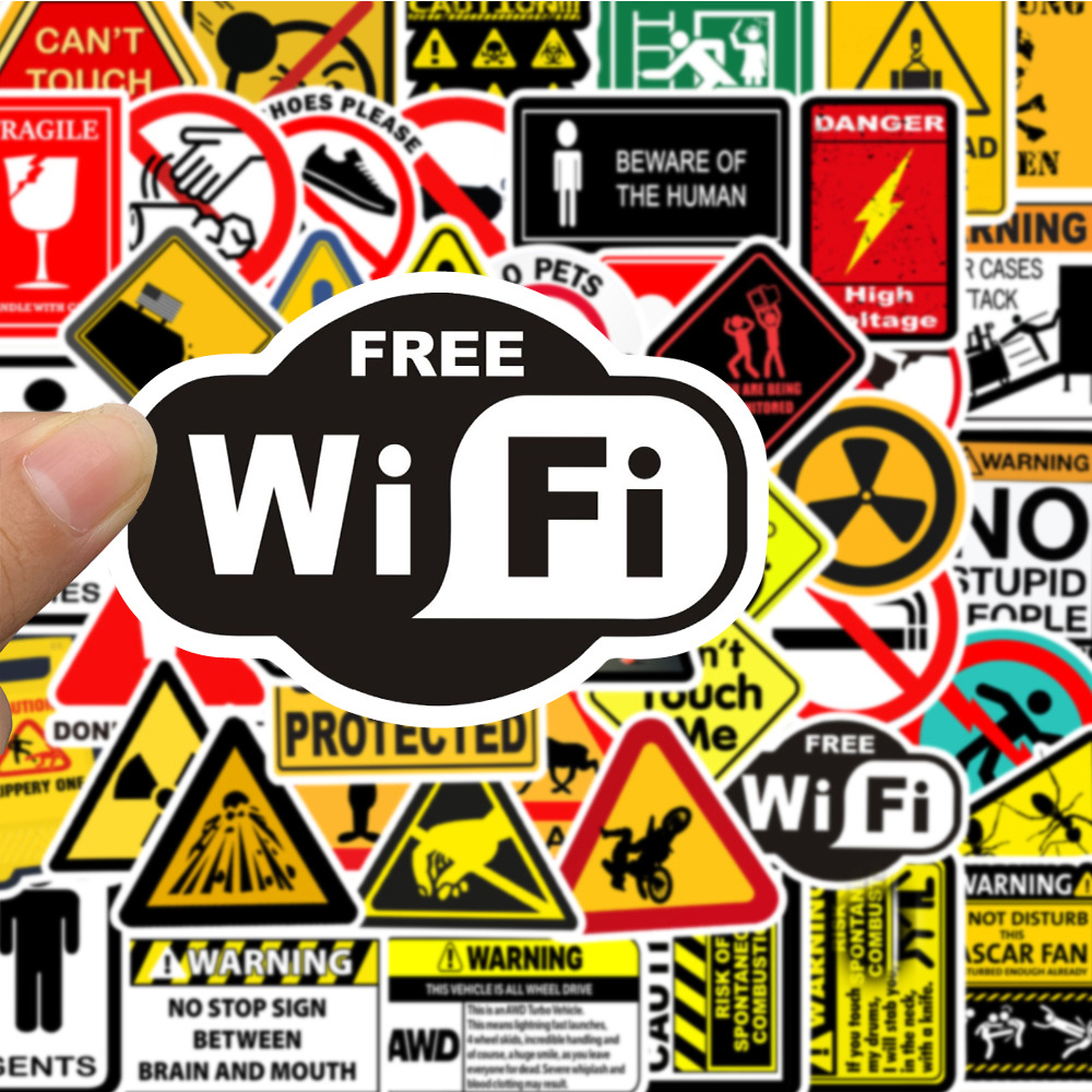 10/30/50pcs Warning Pattern Si – Streetwear Brand Stickers Bewertung und Preis