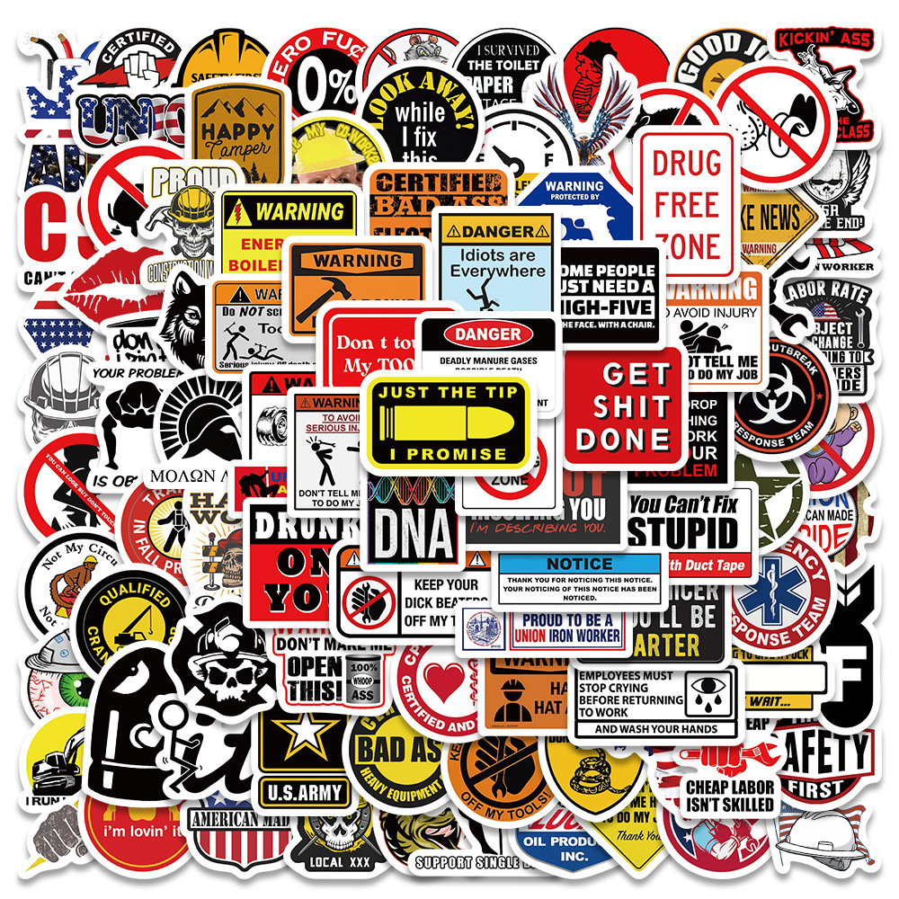 98PCS Funny Hard Hat Brand Sig – Streetwear Brand Stickers Bewertung und Preis