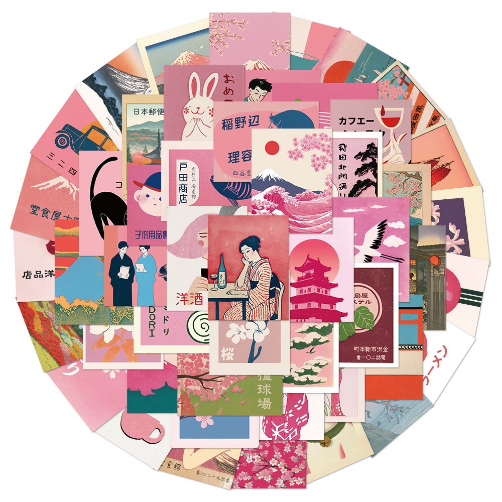 10/50pcs Vintage Pink Japanese – Streetwear Brand Stickers Bewertung und Preis