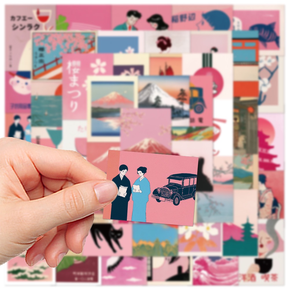 10/50pcs Vintage Pink Japanese – Streetwear Brand Stickers Bewertung und Preis